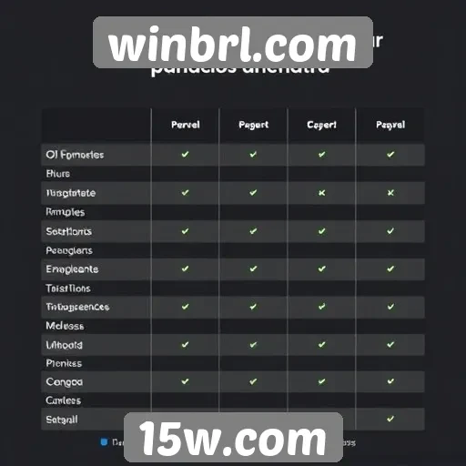 Comparativo de métodos de pagamento disponíveis no winbrl.com